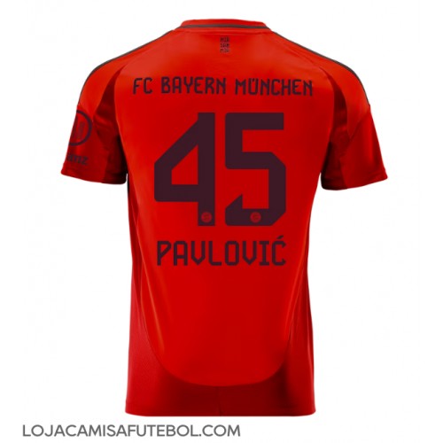 Camisa de Futebol Bayern Munich Aleksandar Pavlovic #45 Equipamento Principal 2024-25 Manga Curta